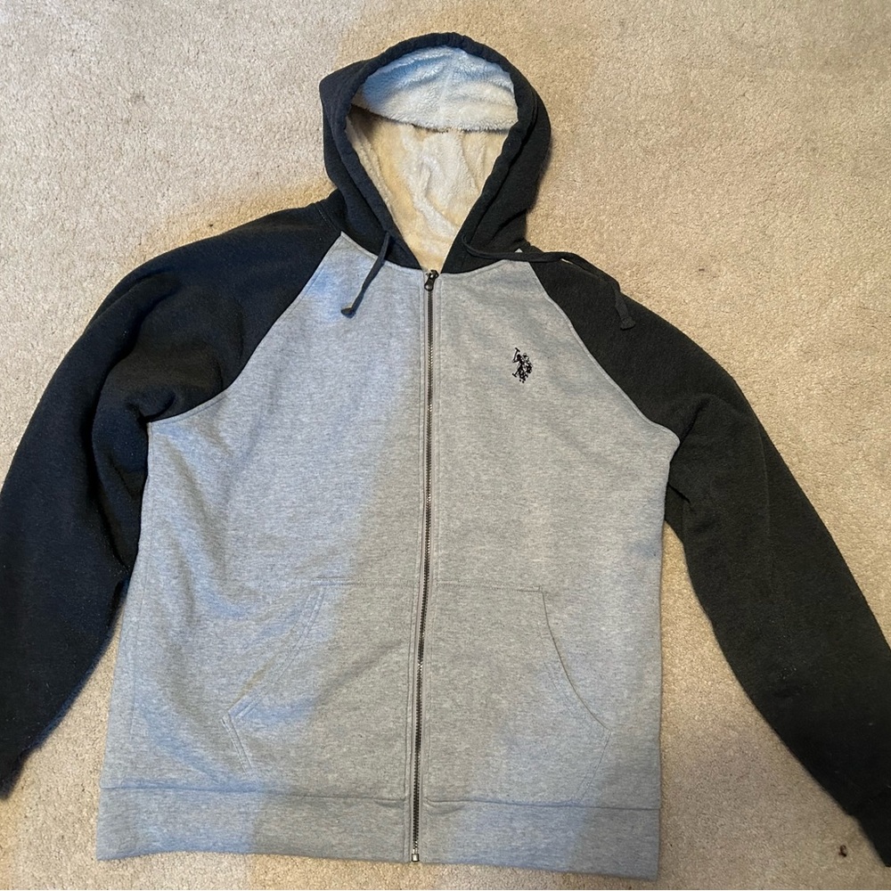 U.S. Polo Assn. Black and Gray Zip Up Sweater
